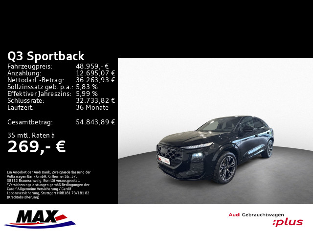 Q3 Sportback 2.0 TDI S LINE LED+AHK+HUD+SONOS+LM
