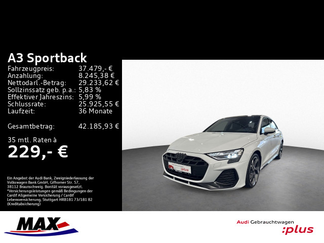 A3 Sportback 2.0 TDI S LINE SONOS+MATRIX+AHK+PANO+HUD