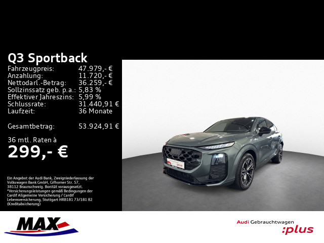 Q3 Sportback 2.0 TDI S LINE LED+PANO+AHK+HUD+VCP